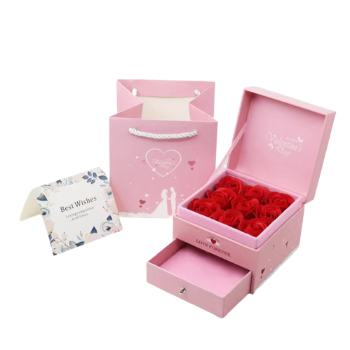 CAJA DE REGALO ROSA DE FLORES PRESERVADAS DE LUJO ROSA