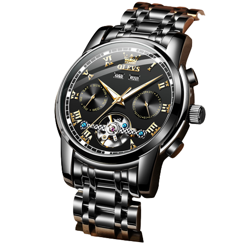 Reloj OLEVS 6607 Acero Negro Esfera Negra