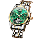 Reloj OLEVS 6607 correa acero verde-dorado