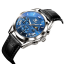 Reloj OLEVS 2876 cuero negro original azul macho