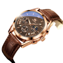 Reloj OLEVS 2876 piel marron concha rosa cara negra hombre
